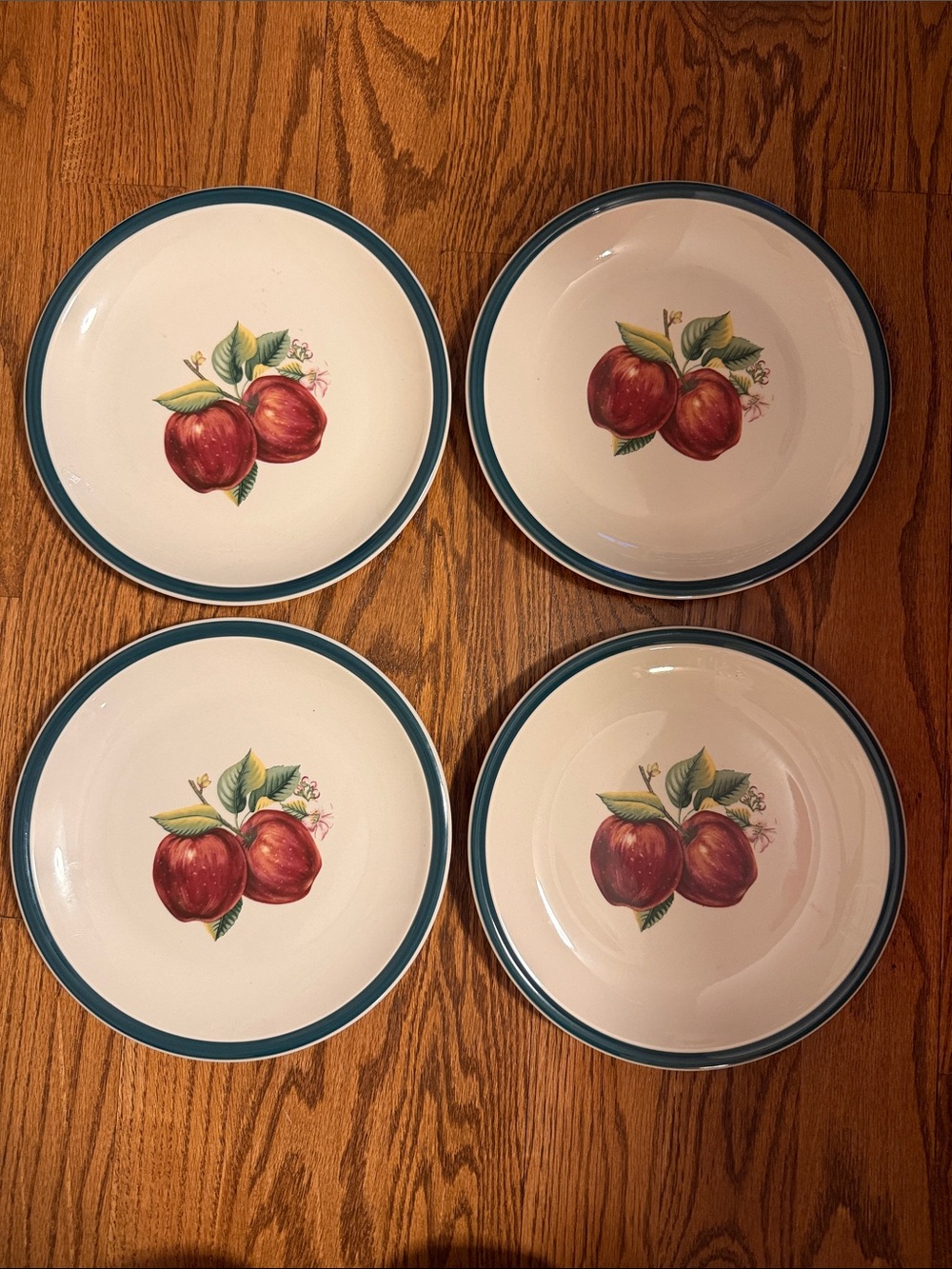 China Pearl Casuals Apple plates -- 10-1/4" dinner plates - set of 4 -VINTAGE